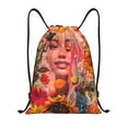 thumbnail image 1 of Disketp Vibrant Floral Collage Portrait Drawstring Backpack Drawstring Gym Bags Draw String Bags for Sports, Gym, Travel, Swimming, Beach-Small, 1 of 6