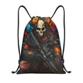 thumbnail image 1 of Disketp Vibrant Skull Soldier Drawstring Backpack Drawstring Gym Bags Draw String Bags for Sports, Gym, Travel, Swimming, Beach-Medium, 1 of 6