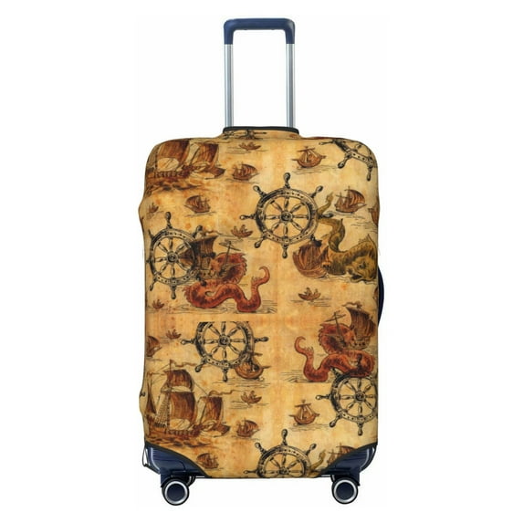 Disketp Vintag Ancient Sailboats Elastic Travel Luggage Cover Travel Suitcase Protective Cover For Trunk Case Apply To 18''-32'' Suitcase Cover-X-Large