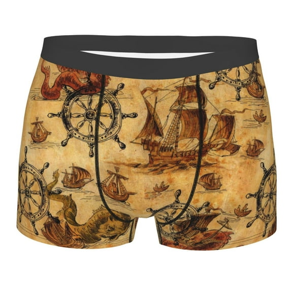 Disketp Vintag Ancient Sailboats Men'S Boxer Briefs,Soft And Breathable Cotton Underwear With Comfortflex Waistband