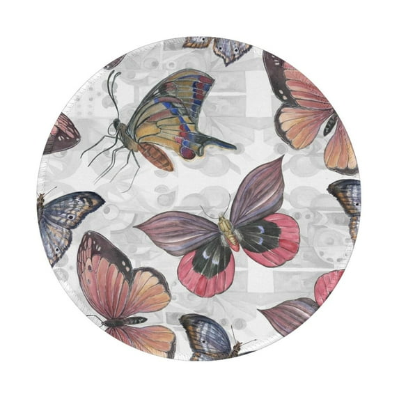 Disketp Vintage Butterflies Small Mouse Pad 7.9x7.9 Inches,Washable Round Mousepad For Office Laptop Computer,Non-Slip Rubber Base Mouse Pads For Wireless Mouse