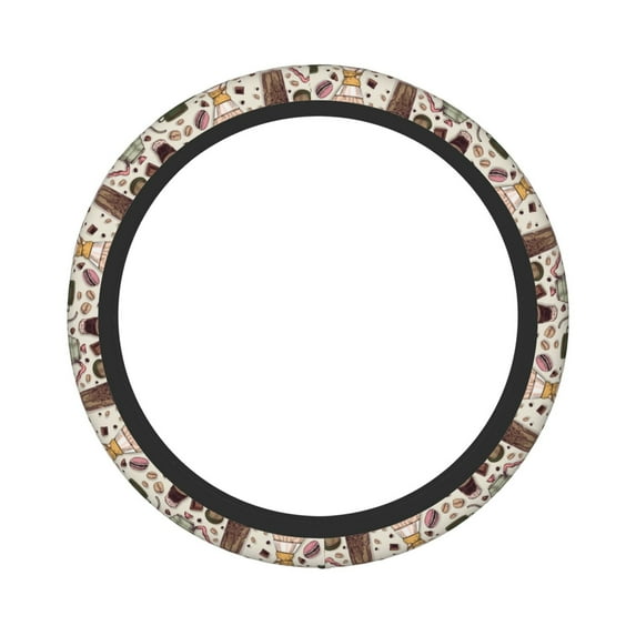 Disketp Vintage Coffee Elastic Microfiber Steering Wheel Cover for Truck,SUV,Cars,Universal 15 inch,Anti-Slip