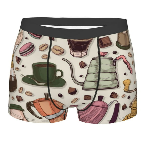 Disketp Vintage Coffee Men'S Boxer Briefs,Soft And Breathable Cotton Underwear With Comfortflex Waistband