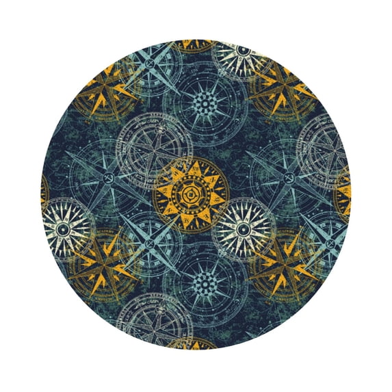Disketp Vintage Compass Funny Coasters,6 Pcs Leather Coasters with Holder, Perfect Housewarming Hostess Gifts,Protect Furniture from Water Marks Scratch and Damage