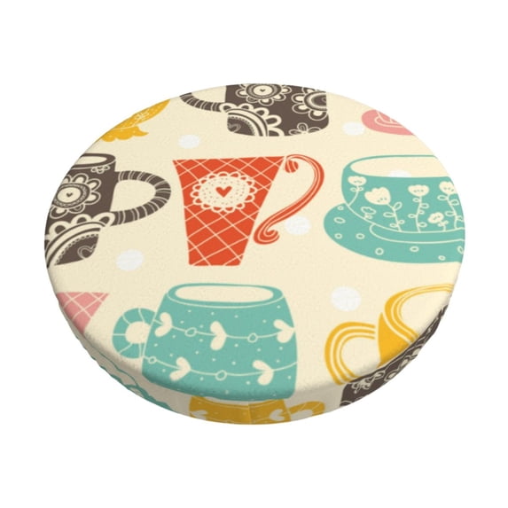 Disketp Vintage Cup Stool Covers Round, Super Soft Round Bar Stool Cushion Covers Seat Cushion - 14 Inch