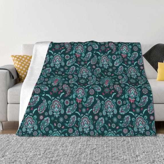 Disketp Vintage Floral Flannel Blankets - Thick and Warm Blanket for Winter, Soft Fuzzy Plush King Blanket for All Seasons40"x30"