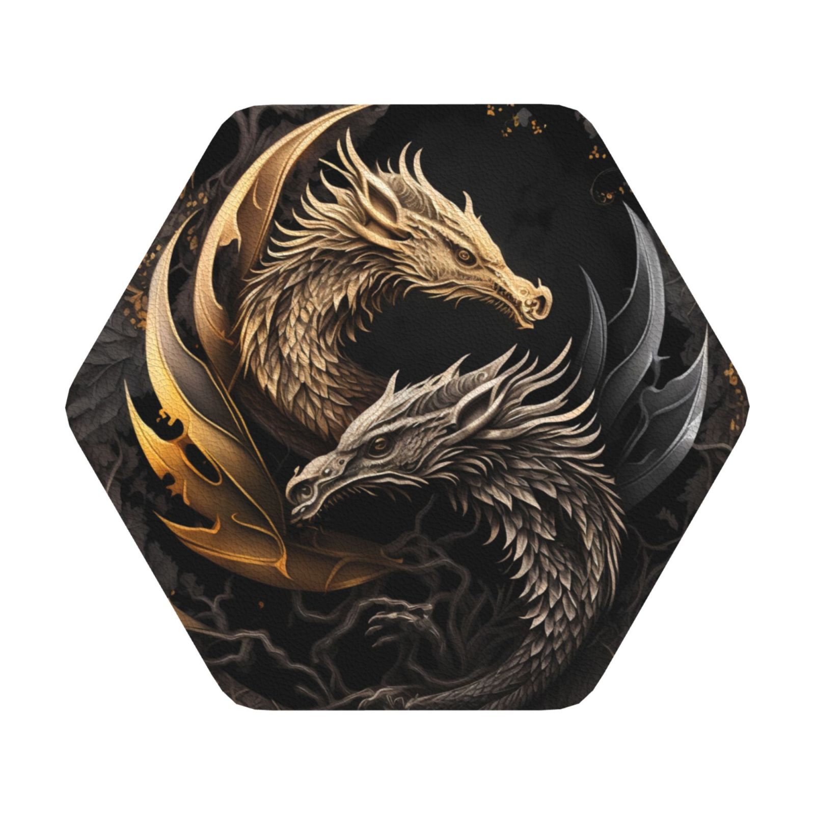 Disketp Vintage Metal Dragon Funny Coasters,6 Pcs Leather Coasters with