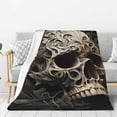 thumbnail image 1 of Disketp Vintage Pattern Flower Skull Cozy Flannel Fleece Throw Blanket: Has a velvety texture for All Seasons - Perfect for Women, Men, & Kids"80"x60", 1 of 6
