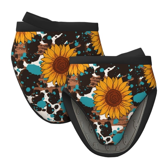 Disketp Vintage Sunflowes Non-Slip Mini Oven Mitt Set, Short Oven Mitts for Baking Grilling Barbecue Microwave, 5.9"x5.9"in
