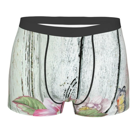 Disketp Vintage Wood With Floral Men'S Boxer Briefs,Soft And Breathable Cotton Underwear With Comfortflex Waistband