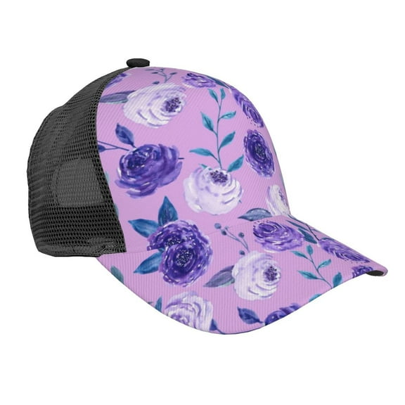 Disketp Violet Print Trucker Hat Men Women - Mesh Baseball SnapBack Cap