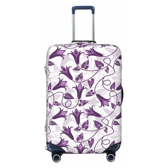 Disketp Violets Flowers Elastic Travel Luggage Cover Travel Suitcase Protective Cover For Trunk Case Apply To 18''-32'' Suitcase Cover-Medium