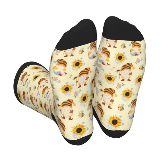 Disketp Watercolor Bee Honey Honeycomb Bee Unisex Mid-Calf Socks Lightweight Breathable Ventilation Ankle Socks