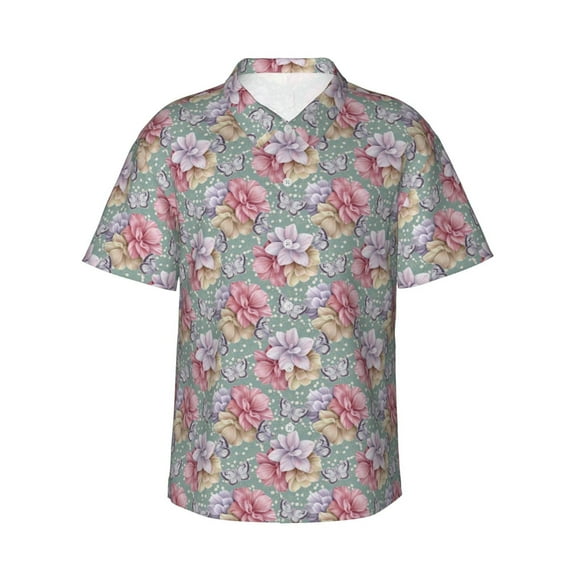 Disketp Watercolor Butterflies Hawaiian Shirts for Men,Mens Casual Short Sleeve Button Down Shirts Beach Shirt,XX-Large