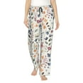 thumbnail image 1 of Disketp Watercolor Floral Print Women's Comfy Pajama Pants Casual Drawstring Palazzo Lounge Wide Leg Pants, 1 of 7
