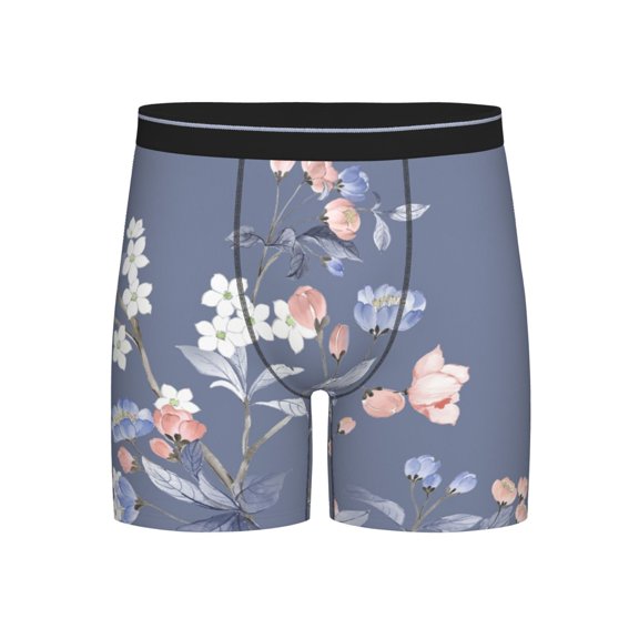 Disketp Watercolor Flowers Butterfly Men's Boxer Briefs Men’s Underwear Boxer Briefs for Men