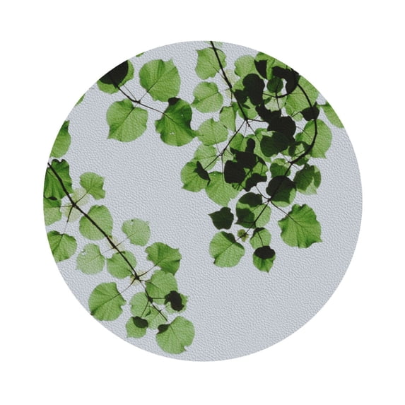 Disketp Watercolor Green Leaves Funny Coasters,4 Pcs Leather Coasters With Holder, Perfect Housewarming Hostess Gifts,Protect Furniture From Water Marks Scratch