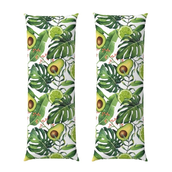 Disketp Watercolor Green Tropical Print Body Pillow Cover - Super Soft 20x54 Body Pillow Case,Long Side Hidden Zipper