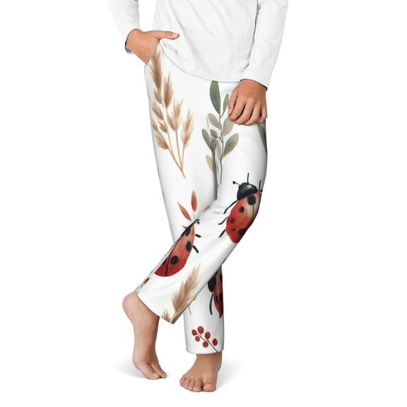 Disketp Watercolor Ladybug for Teenagers' Pajama Pants ,Lounge Pants Teen joggers Ideal for Home, School, or Sports-Small
