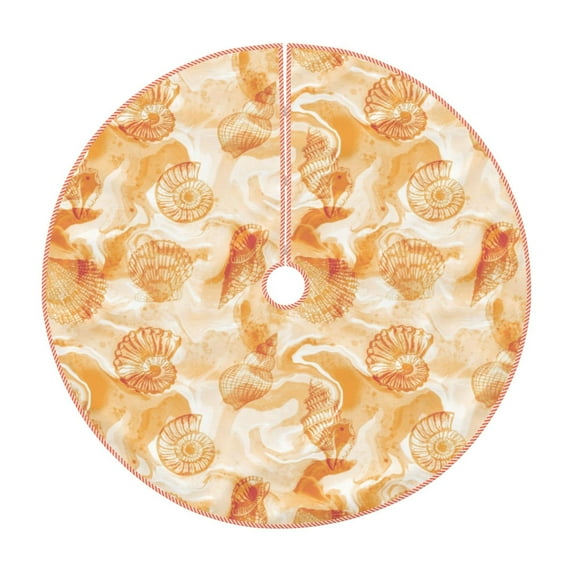 Disketp Watercolor Sea Shells Christmas Tree Skirt, Christmas Tree Decorations, Christmas Decor, Tree Mat Decoration(30-48IN)-36"