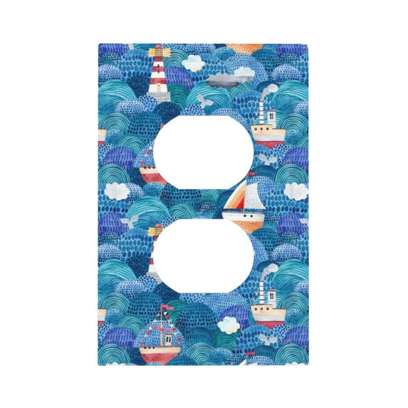 Disketp Watercolor Ships Decorative Light Switch or Outlet Wall Plate with Safety Cover-Style S