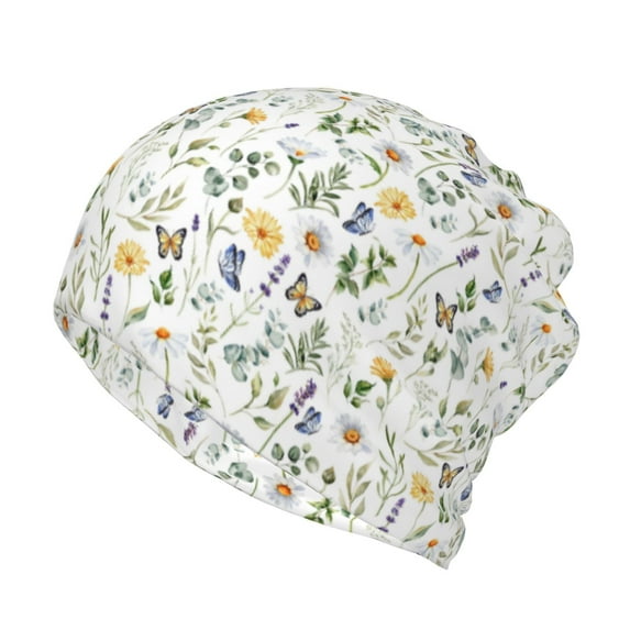 Disketp Watercolor Wildflower 2 Slouchy Beanie Hip-Hop Soft Lightweight Running Beanie Adult Hats Chemo Cap for Men Women