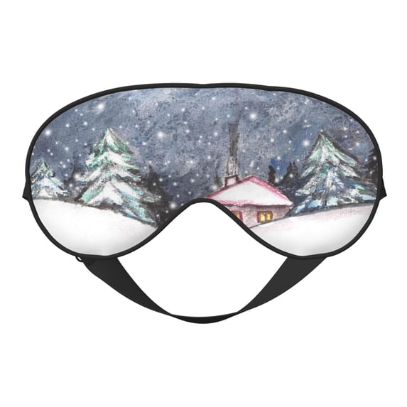 Disketp Watercolor Winter Landscape For Christmas Print Sleep Mask-Eye Mask for Sleeping,Comfortable & Super Soft Eye Mask with Adjustable Strap,Travel Eye Mask