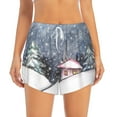 thumbnail image 1 of Disketp Watercolor Winter Landscape For Christmas Print Women's Shorts Workout Shorts for Athletic Gym Running Shorts with Phone Pockets Small, 1 of 8