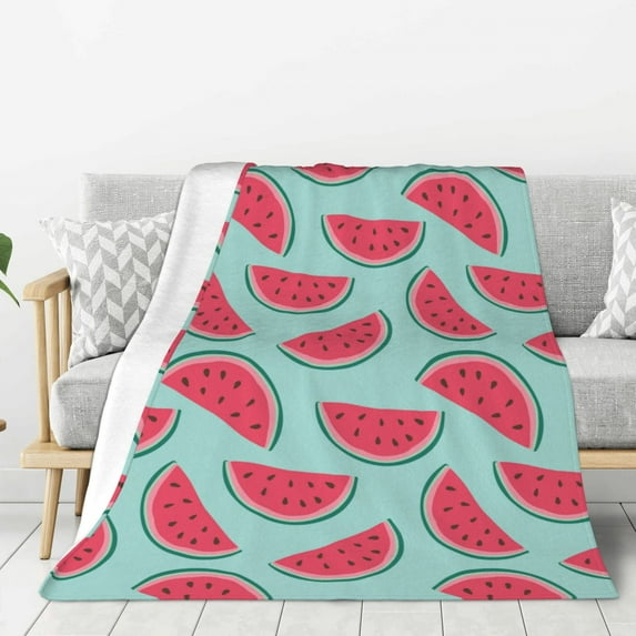 Disketp Watermelon Cozy Flannel Fleece Throw Blanket: Has a velvety texture for All Seasons - Perfect for Women, Men, & Kids"50"x40"
