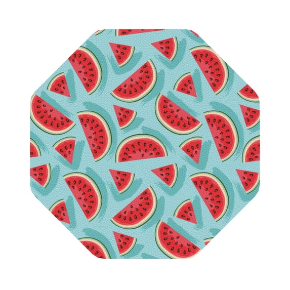 Disketp Watermelon Funny Coasters,6 Pcs Leather Coasters with Holder, Perfect Housewarming Hostess Gifts,Protect Furniture from Water Marks Scratch and Damage