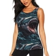thumbnail image 1 of Disketp Wave Chain Shark Print Women's Workout Tank Top Sleeveless Gym Shirt Quick Dry Fitness Bodybuilding Sleeveless T Shirt-Small, 1 of 7