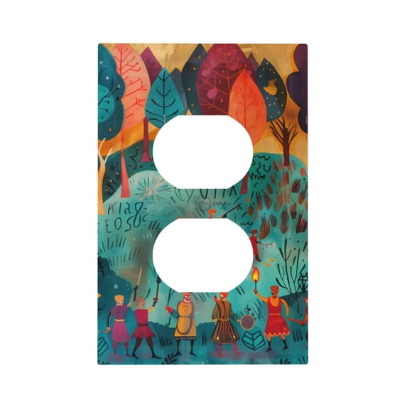 Disketp Whimsical Forest Scene Decorative Light Switch or Outlet Wall Plate with Safety Cover-Style S