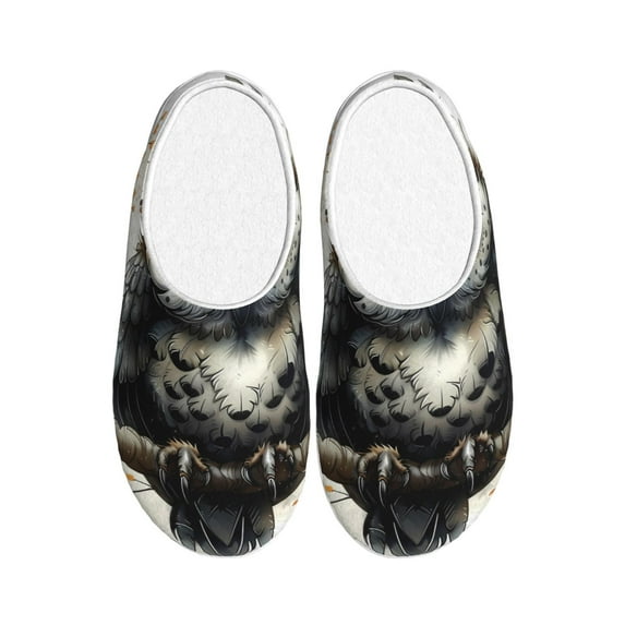 Disketp Whimsical Owl On Branch Women's Men's Slippers Plush Slip-On House Slipper for Winter Indoor Soft Cushion Non-slip Fluffy Slides Slippers-11