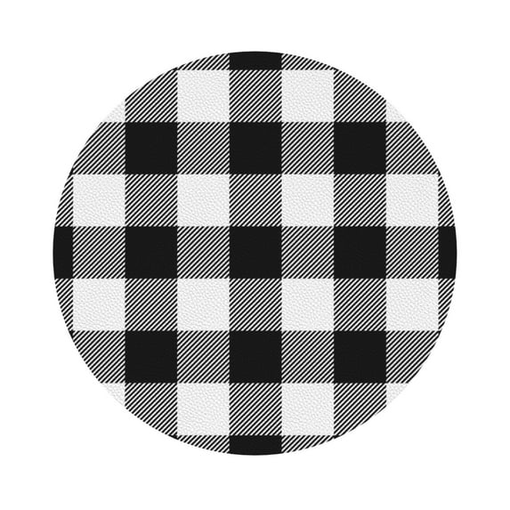 Disketp White And Black Plaid Pattern Funny Coasters,6 Pcs Leather Coasters With Holder, Perfect Housewarming Hostess Gifts,Protect Furniture From Water Marks Scratch And Damage