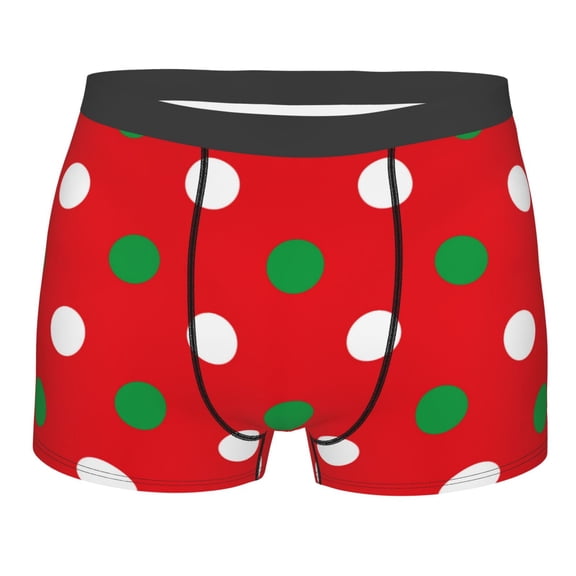 Disketp White And Green Polka Dot Men'S Boxer Briefs,Soft And Breathable Cotton Underwear With Comfortflex Waistband