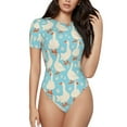 thumbnail image 1 of Disketp White Geese and Flower for Women's Short-Sleeved Onesie Fit Top T-Shirt Round Neck Basic Casual T-shirt Bodysuits-XX-Large, 1 of 7