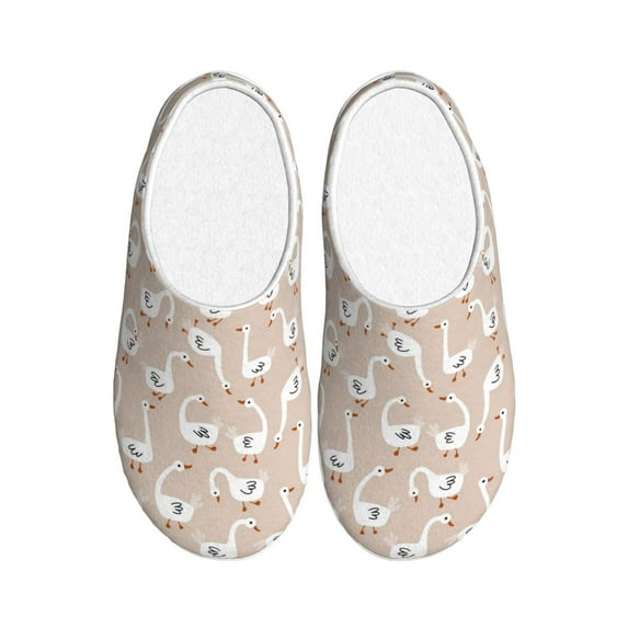 Disketp White Goose Women's Men's Slippers Plush Slip-On House Slipper for Winter Indoor Soft Cushion Non-slip Fluffy Slides Slippers-37/38