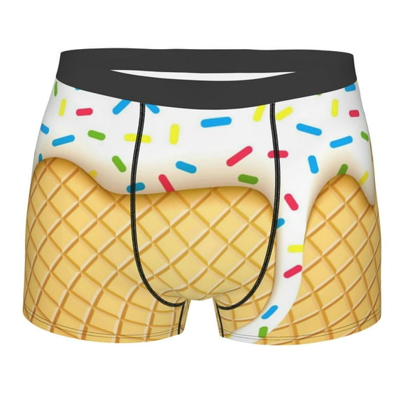 Disketp White Ice Cream Men'S Boxer Briefs,Soft And Breathable Cotton Underwear With Comfortflex Waistband