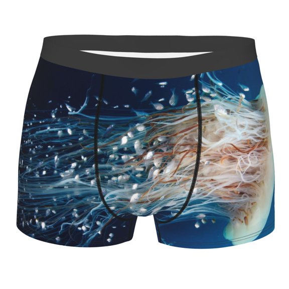 Disketp White Jellyfish Dansing In The Ocean Men'S Boxer Briefs,Soft And Breathable Cotton Underwear With Comfortflex Waistband