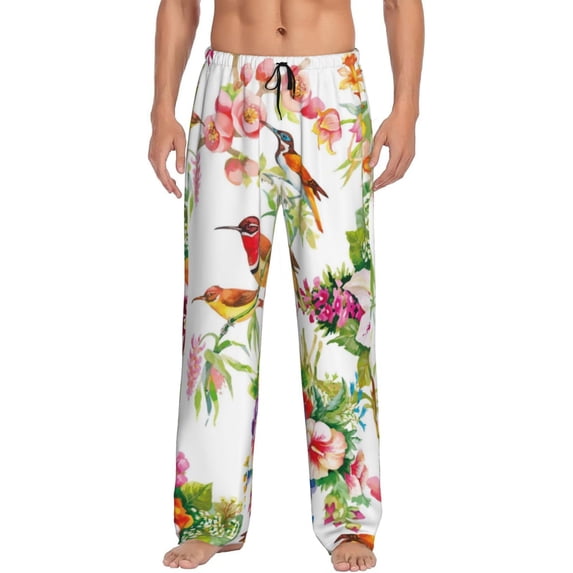 Disketp Wild Exotic Birds And Flowers Men'S Pajama Pants - Ultra Soft Fleece Sleep And Lounge Pants (Size: S-Xxl)