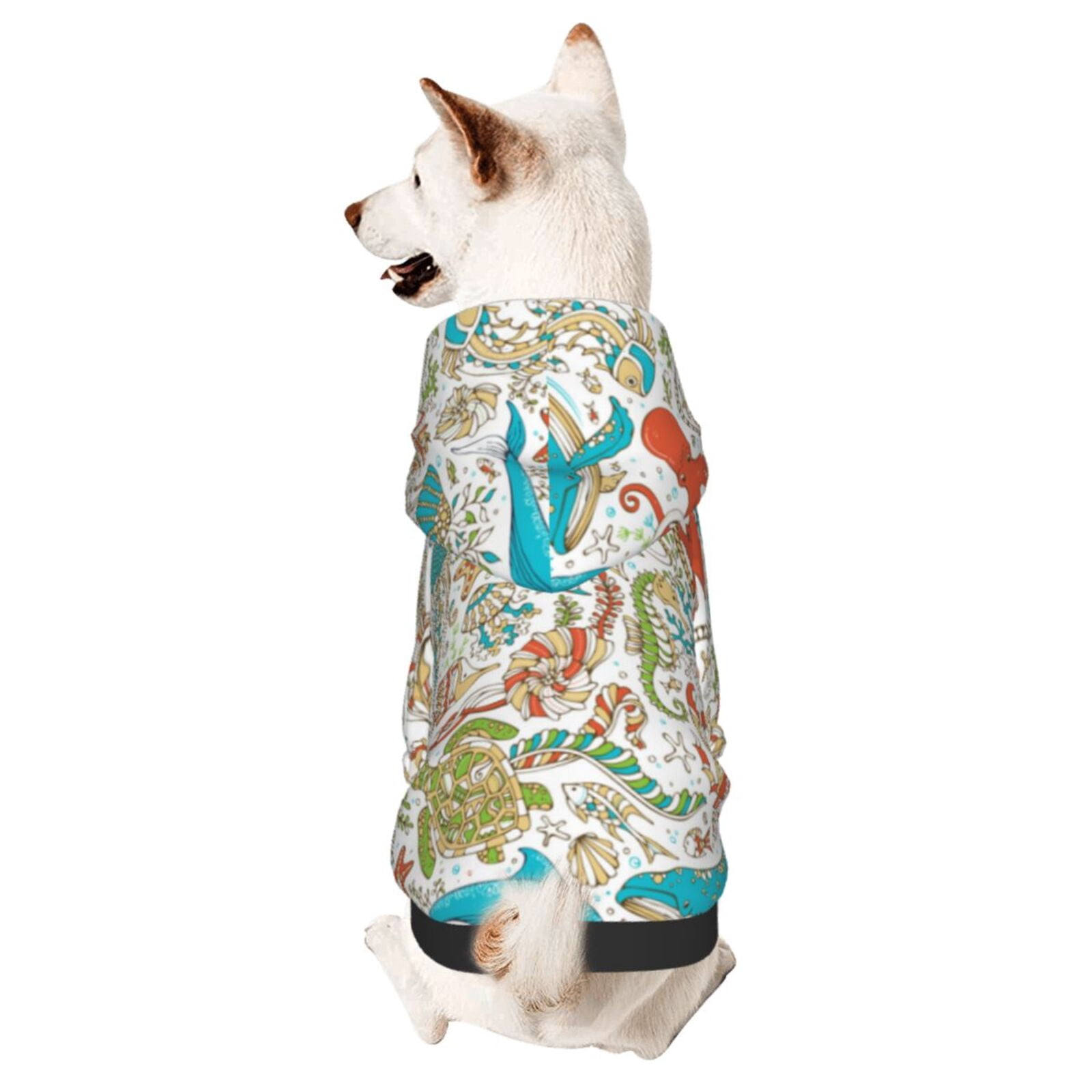 Disketp Wild Sea Life Dog Hoodie Dog Clothes with Hat, Pet Winter