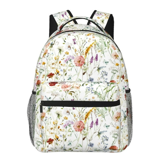 Disketp Wildflower Watercolor Backpack for Men and Women - Lightweight Backpack Classical with Multi-pockets Casual Daypack for College Workplace Travel