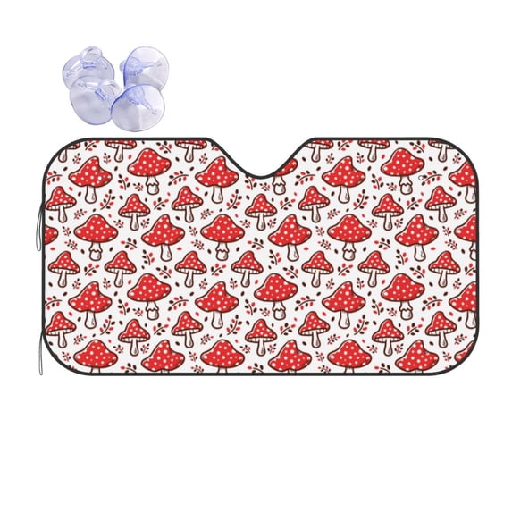Disketp Windshield Sun Shade, Car Sun Shade For Front Window Amanita Red Mushroom Sunshades Sun Visor Protector Blocks Uv Rays Foldable