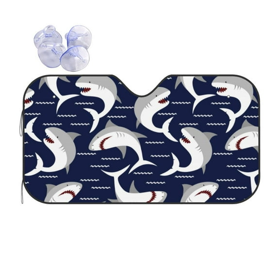 Disketp Windshield Sun Shade, Car Sun Shade For Front Window Angry Shark Sunshades Sun Visor Protector Blocks Uv Rays Foldable