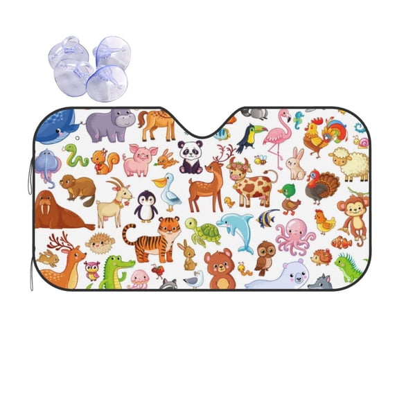 Disketp Windshield Sun Shade, Car Sun Shade For Front Window Animal Cartoon Style Sunshades Sun Visor Protector Blocks Uv Rays Foldable