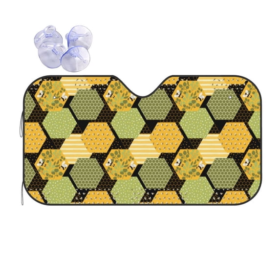 Disketp Windshield Sun Shade, Car Sun Shade For Front Window Bee Honey Sunshades Sun Visor Protector Blocks Uv Rays Foldable