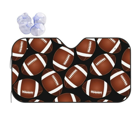 Disketp Windshield Sun Shade, Car Sun Shade For Front Window Brown Football On Black Sunshades Sun Visor Protector Blocks Uv Rays Foldable
