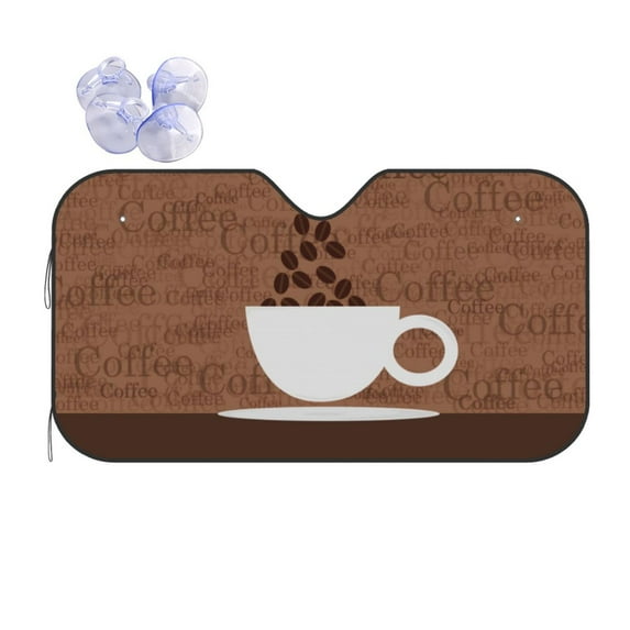 Disketp Windshield Sun Shade, Car Sun Shade For Front Window Coffee Cafe Cup Sunshades Sun Visor Protector Blocks Uv Rays Foldable