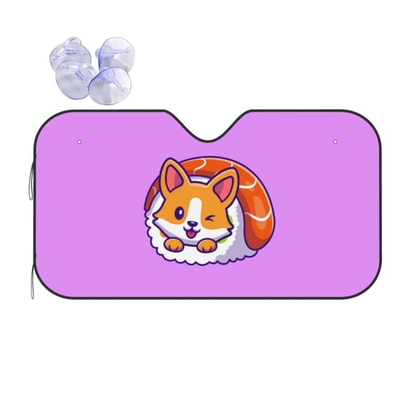 Disketp Windshield Sun Shade, Car Sun Shade For Front Window Corgi In Sushi Roll Sunshades Sun Visor Protector Blocks Uv Rays Foldable