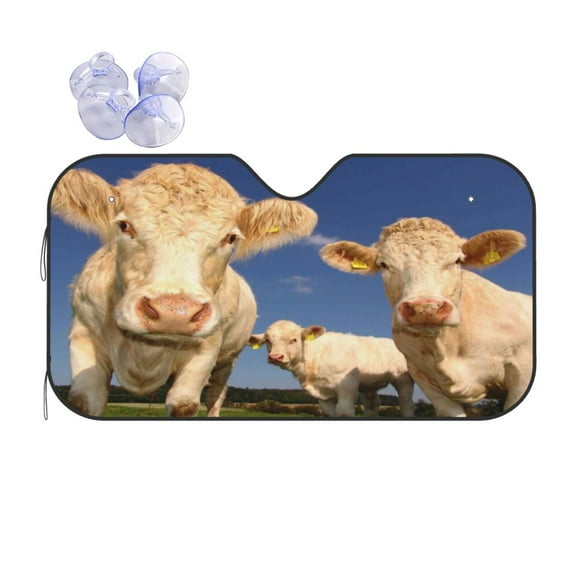 Disketp Windshield Sun Shade, Car Sun Shade For Front Window Cows Cattles Sunshades Sun Visor Protector Blocks Uv Rays Foldable